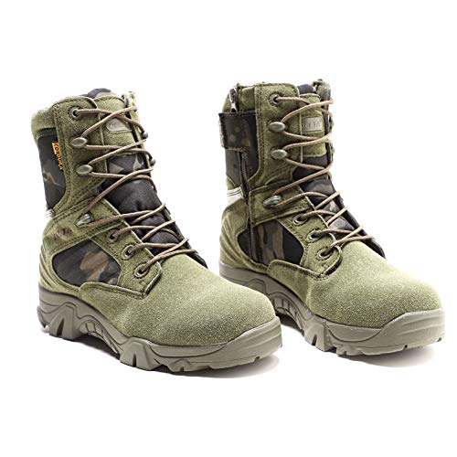 Men's Tactical Boots，High-Tops Special Training Army Shoes Outdoor Climbing Hiking Combat Boots,Green- 46/UK 11.5/US 123