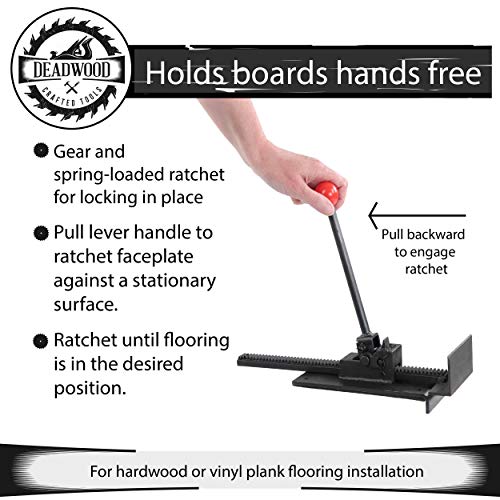 DCT Universal Ratcheting Hardwood Plank Jack - Laminate Vinyl Flooring Tools Installation Wood Floor Jack Install Tool