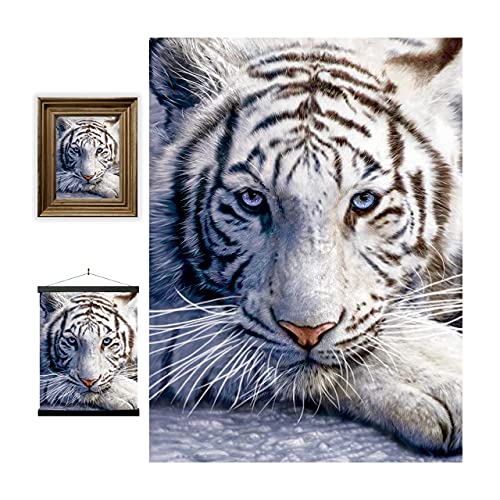 3D LiveLife Affiche murales lenticulaires Le Repos du Tigre Blanc de Deluxebase. Poster Jungle 3D sans cadre. Décoration murale parfaite. Oeuvre originale licence artiste renommé, David Penfound