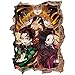 Sticker mural Demon Slayer Stickers muraux/Dessin Animé Mur Aminé Japonais Amine Bande Dessinée 3D Fenêtre Enfants Chambre Pépinière Vinyle Decal Décor 60X90CM