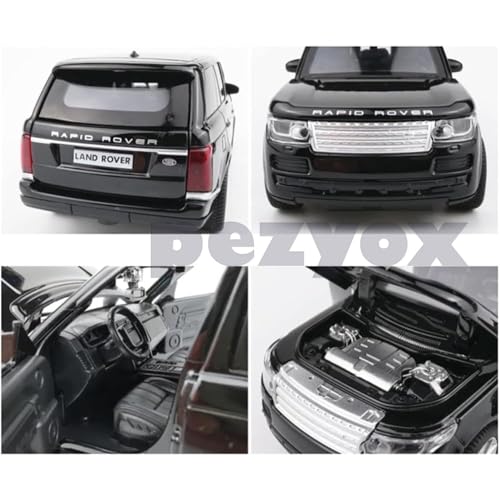 Image of Diecast 1:32 Range Rover Metal Car Die Cast Metal Toy Car Model Car Light Sound Pullback Openable Door Car for Kids (Black)