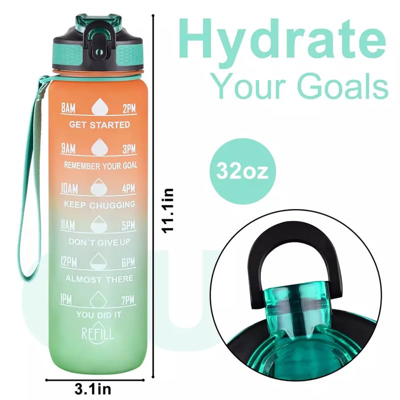 Image of CASPIAN / / / Water Bottles Sipper Bottle For Adults, Kids,Unbreakable Motivational Water Bottle Time Mark Sipper With Straw & Time For Gym Office School Home Water Bottle for Kids - Tiranga