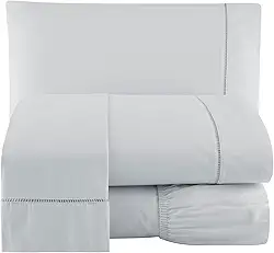 Jogo De Lençol King 100% Algodão 400 Fios Egipicios 4 PEÇAS Lençol de cima (CINZA, KING 4 PEÇAS)