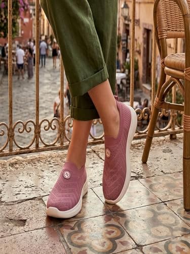 Image of AJANTA Women's Slip-On Sneakers for Women | Lightweight Walking Shoes | Breathable Knit Casual Loafers | Comfortable Daily Wear Shoes for Girls | Travel, Office, Outdoor & Everyday Footwear