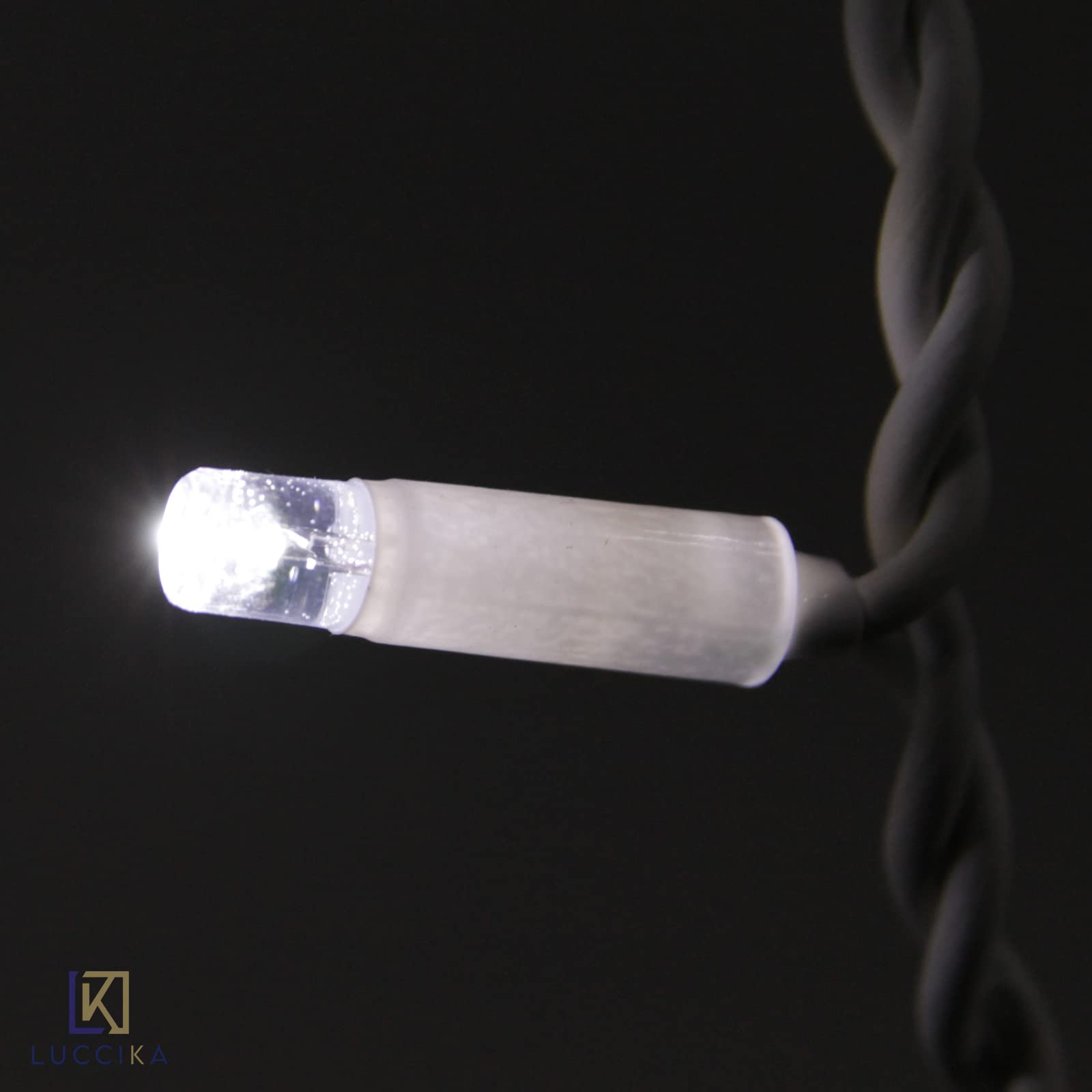 Luccika Cascade de Stalactiti 5 x 0,5 m avec 190 MaxiLed Blanc glace et flash Blanc Glace tente pluie Professionnel pour usage extérieur intérieur Extensible