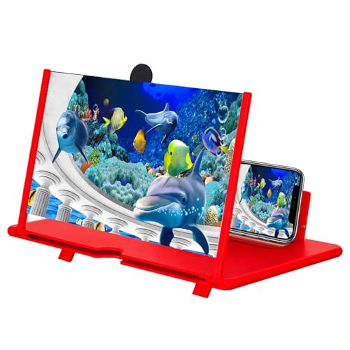 Image of Mobile Phone Screen Magnifier, 2026 New 3D HD Screen Magnifier for Cell Phone, Foldable Pull Out Big Screen Phone Amplifier for Movies, Videos & Gaming Compatible with All Phones (Red, 12 in)