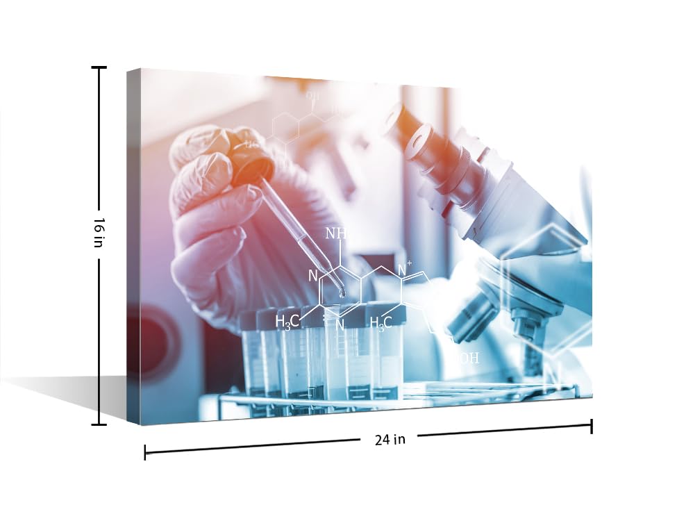 Image of TUMOVO Researchers do Chemical Experiments Wall Art for Living Nosocomium Chemical Equations Laboratory Research Concept Art Prints 1 Panels Wall Art Giclee Print Framed Ready to Hang (16 inch Wx24 H)