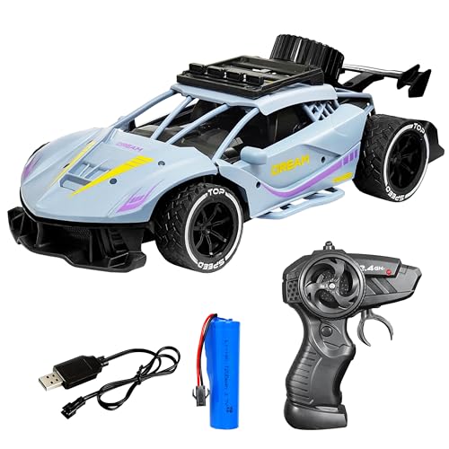 Image of VGRASSP Rechargeable Racing Car Toy for Kids with 2.4 GHz Long Range Remote Control - 1:16 Scale Joystick RC Sports Vehicle (Grey)