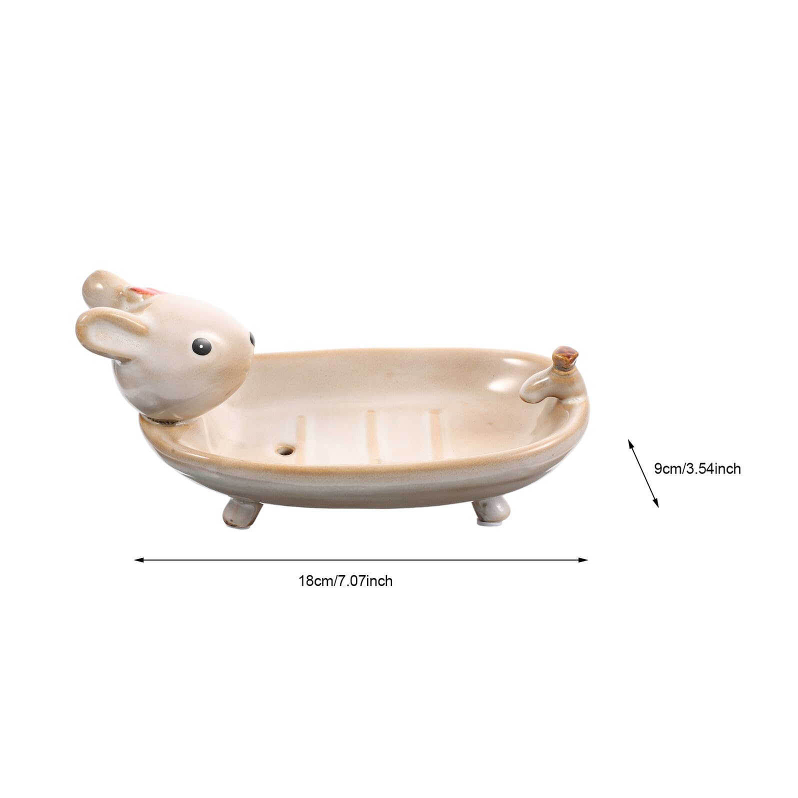 Jabonera de Doble con Diseño de Conejo Resistente al Agua y Estable Bandeja para Jabón y Soporte para Llaves para Lavabo y Baño