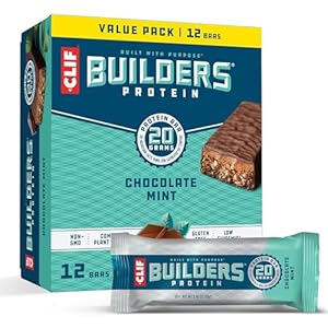 CLIF Bar Builders – Chocolate Mint Flavor – Protein Bars – Gluten-Free – Non-GMO – Low Glycemic – 20g Protein – 2.4 oz. (12 Pack)