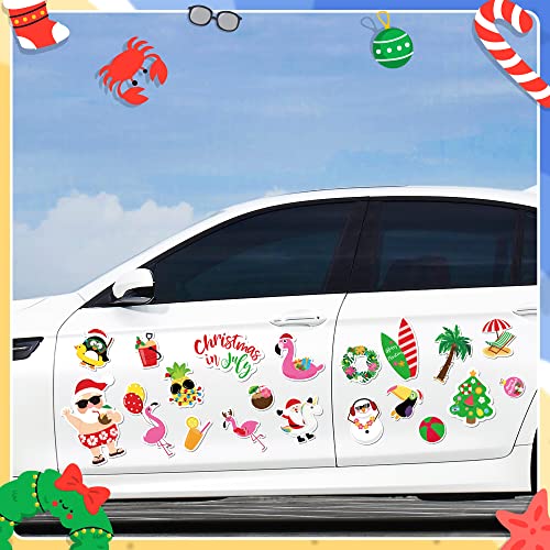 Japbor 20Pcs Christmas In July Cruise Door Magnet Decorations Magnetic, Summer Beach Refrigerator Car Cabin Ship Magnet Decor, July Xmas Tropical Hawaii Magnetic Decals Fridge Sticker For Home Kitchen #TOP3