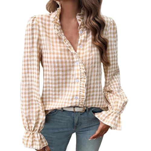 Camicia da donna lunga a quadri, maglietta basic da donna