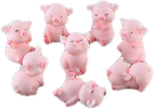 8 figuras de cerdo en miniatura, lindas figuras de juguete de cerdito para decoración de pasteles, jardín de hadas, casa de muñecas, bonsái, micro