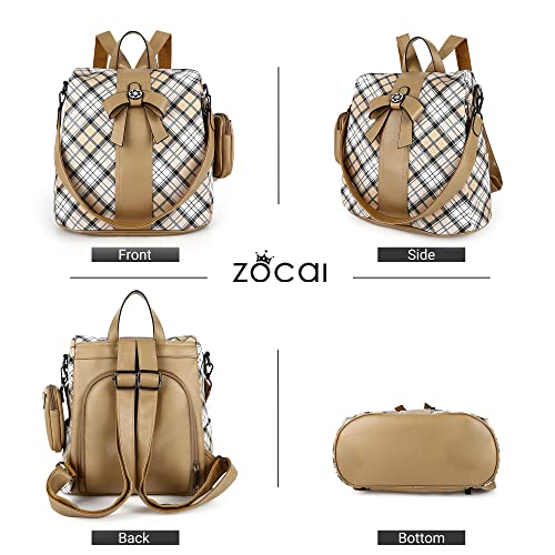 Image of ZOCAI Backpack Purse for Women Fashion Backpack Purses PU Leather Daypacks Anti-Theft Shoulder Bag Satchel Purse