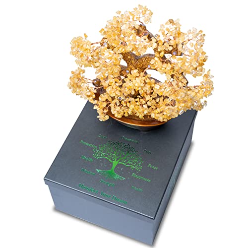 Bundle Of Two: One Feng Shui Citrine Tree 14" Large One Amethyst Geode Cluster Include Grid Plate #TOP4