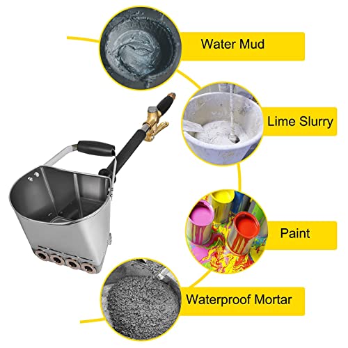 VEVOR Spritzgerät für Fugenmörtel, Zementpistole, Putzmaschine mit 4 Strahlarten, Sandsprüher, Gips, Beton, Kalkmörtel, für Wandfarbe, Silber