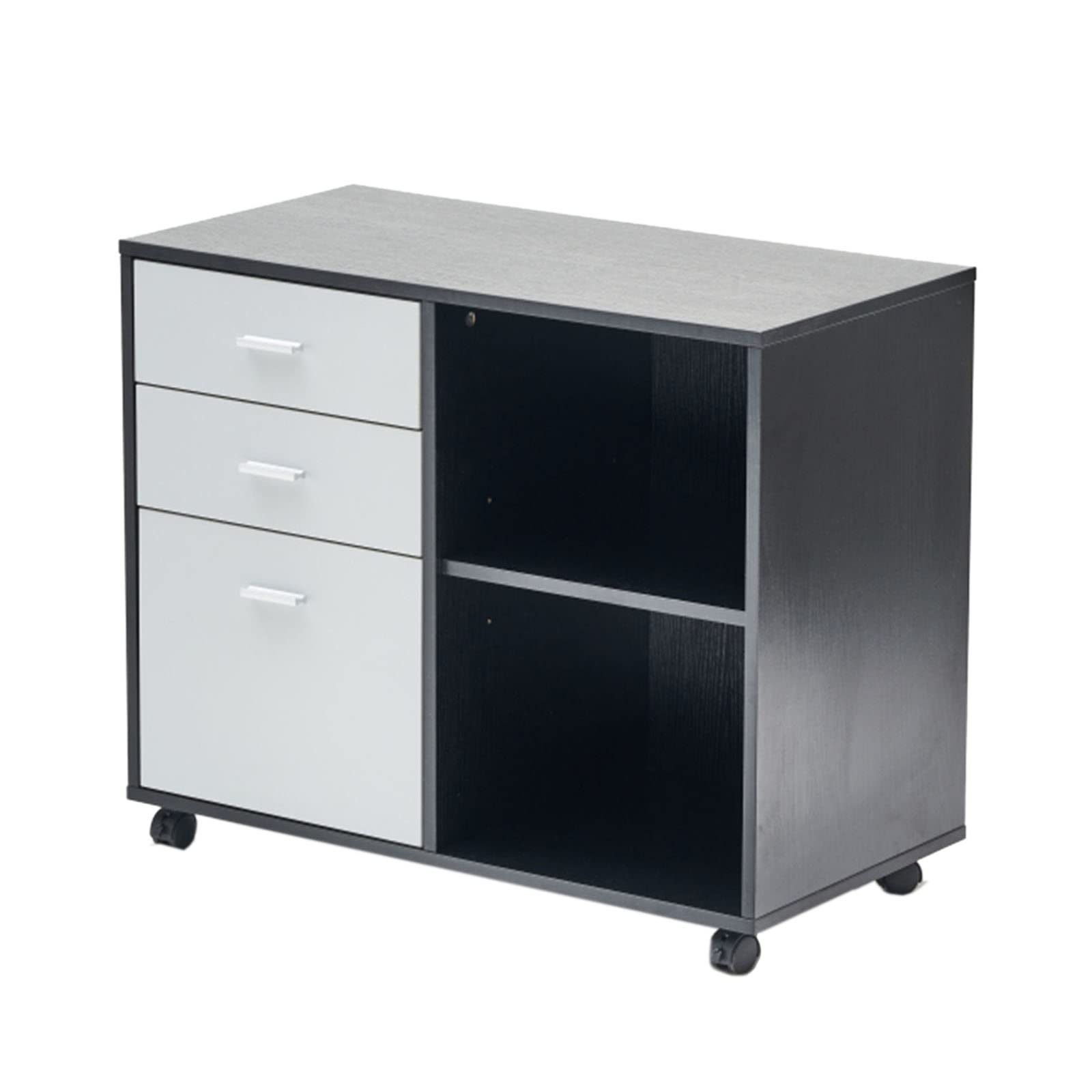 YNIYUJKL Filing Cabinet 3 Drawers Wooden File Cabinet Printer Stand With Open Storage Shelves File Cabinet With Printer Stand For Home Office File Storage Cabinets