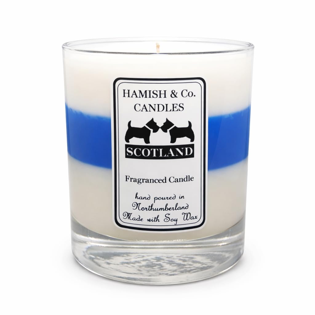 HC-M06 - creed Like Aftershave Fragrance - 20cl Soy Wax Candle - Scotland Colours - Can Be Personalised