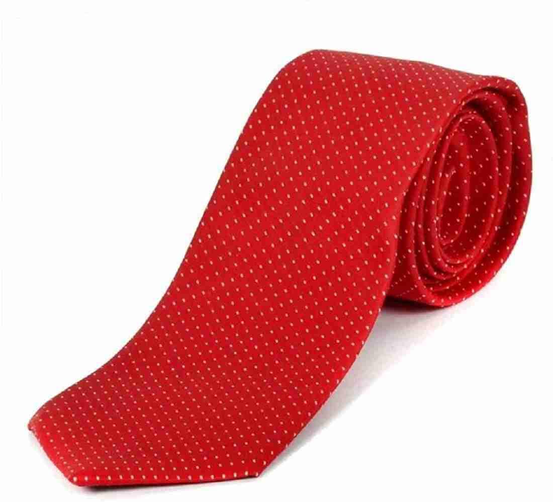 Red Self-Design Polka Dot Microfiber Formal Tie for Men & Boys | Stylish Necktie for Formal & Casual Wear-picture-52
