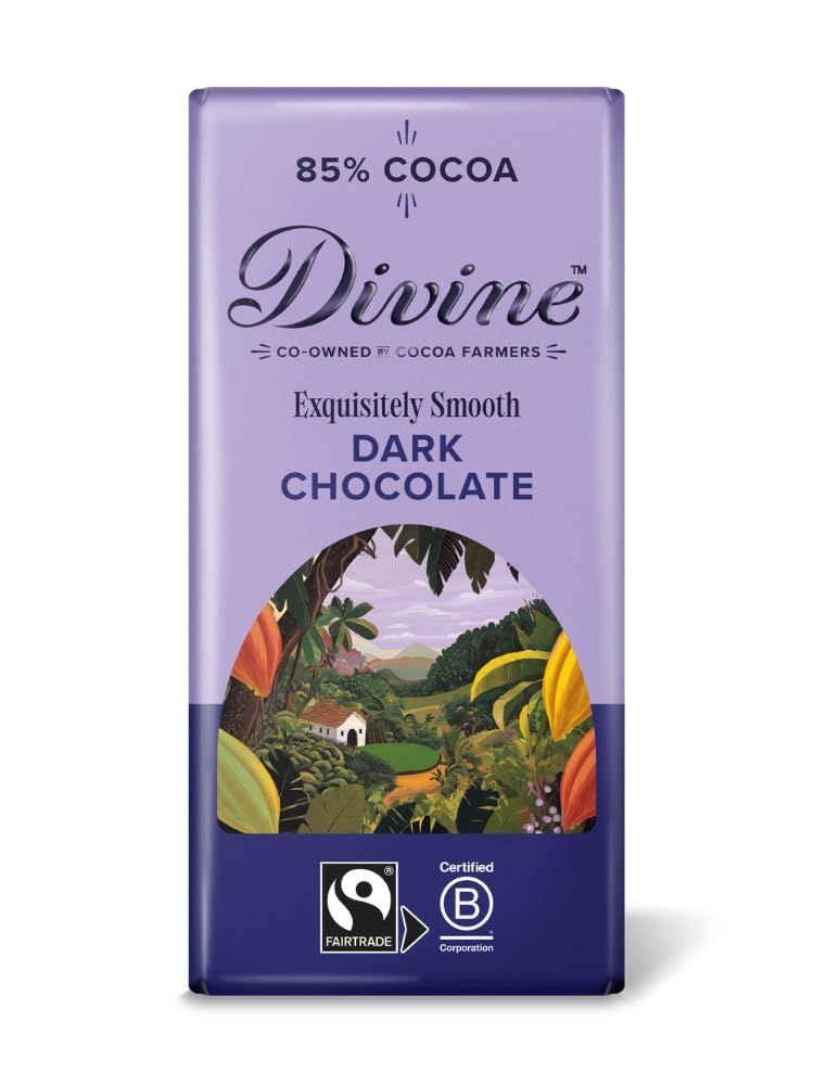 Divine 85% Cocoa Dark Chocolate 90g Bar – Fairtrade Dark Chocolate – Smooth Rich Flavour – Ethical Premium Chocolate