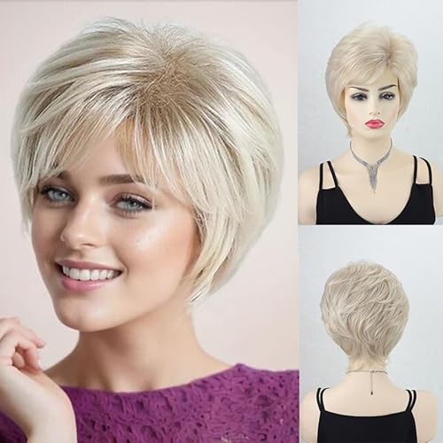 Luxclipse Blonde Short Straight Wigs Human Hair for Women Stylish