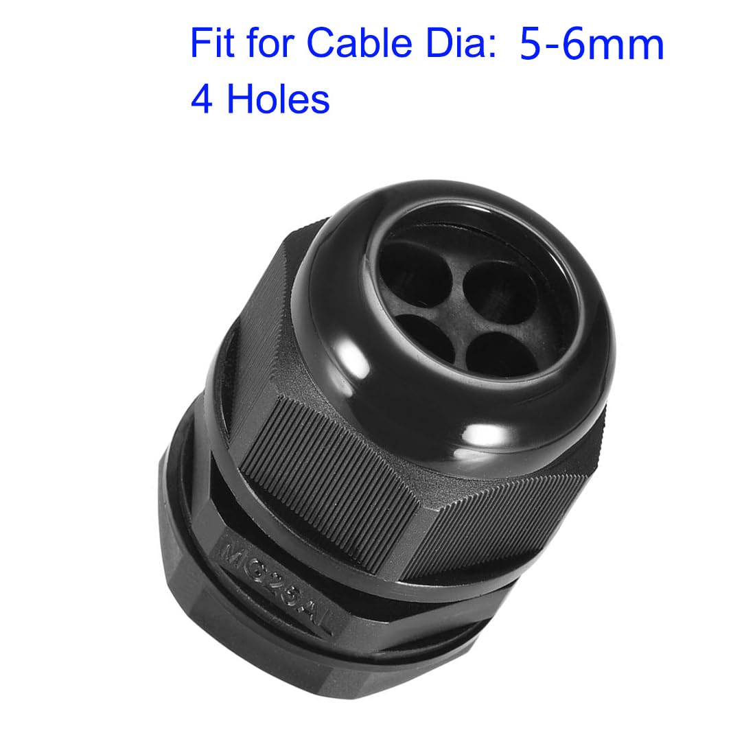 MACHSWON M25 Cable Gland, 4 Holes Waterproof IP68 Nylon Connector with Adjustable Locknut for 5-6mm Dia Cable Wire - Image 3