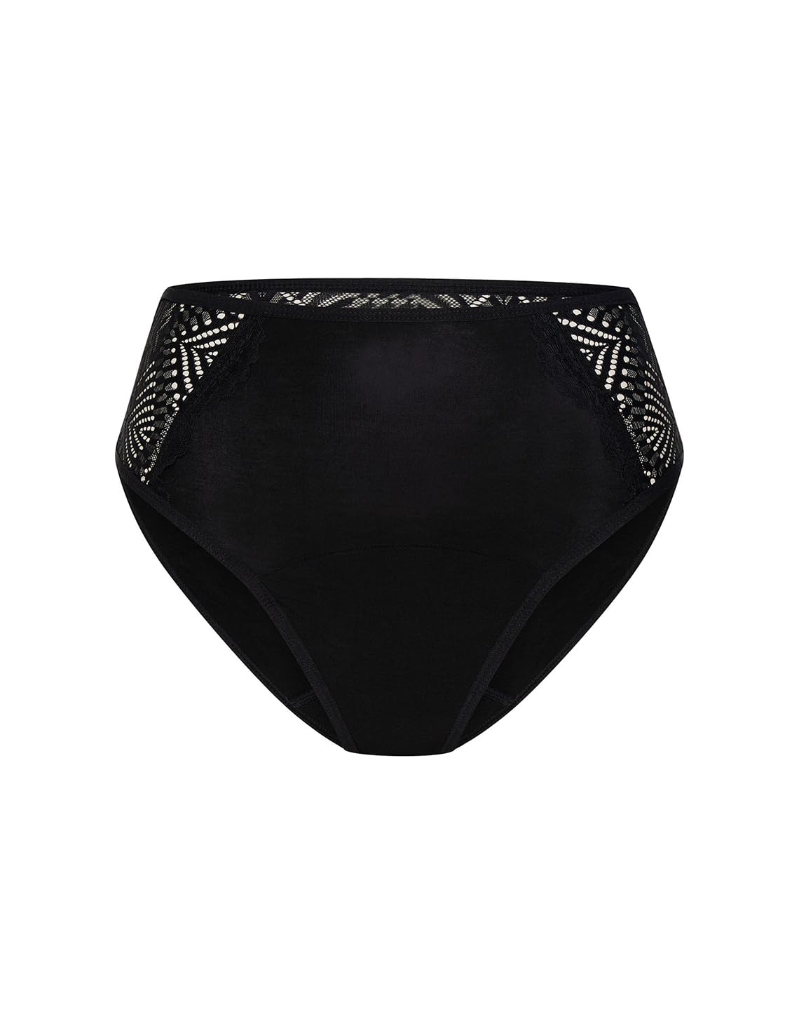 Modibodi Ropa interior y protección contra la incontinencia para mujeres - Bragas de encaje francés - Calzoncillos absorbentes y lavables para mujer - Bragas menstruales - Sangrado medio - Negro