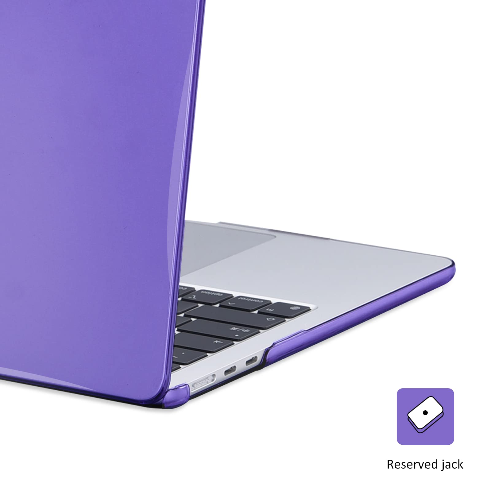 EooCoo Custodia Compatibile con MacBook Air 13.6 Pollici 2024 2023 Rilasciato, M3 M2 A3113 A2681 con Touch ID, Plastica Cover Rigide per Mac Air 13,6", Superficie Lucida - Viola Scuro