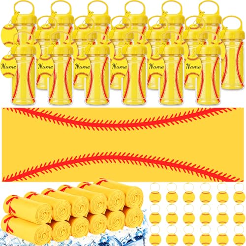 Lumina Garden 18 Set Softball Cooling Towels with Plastic Container and Name Card 40x12 Microfiber Breathable Chilly Ice Towel Sweat Towels Bulk for Neck Players Team Gift Sport Running Party Favors