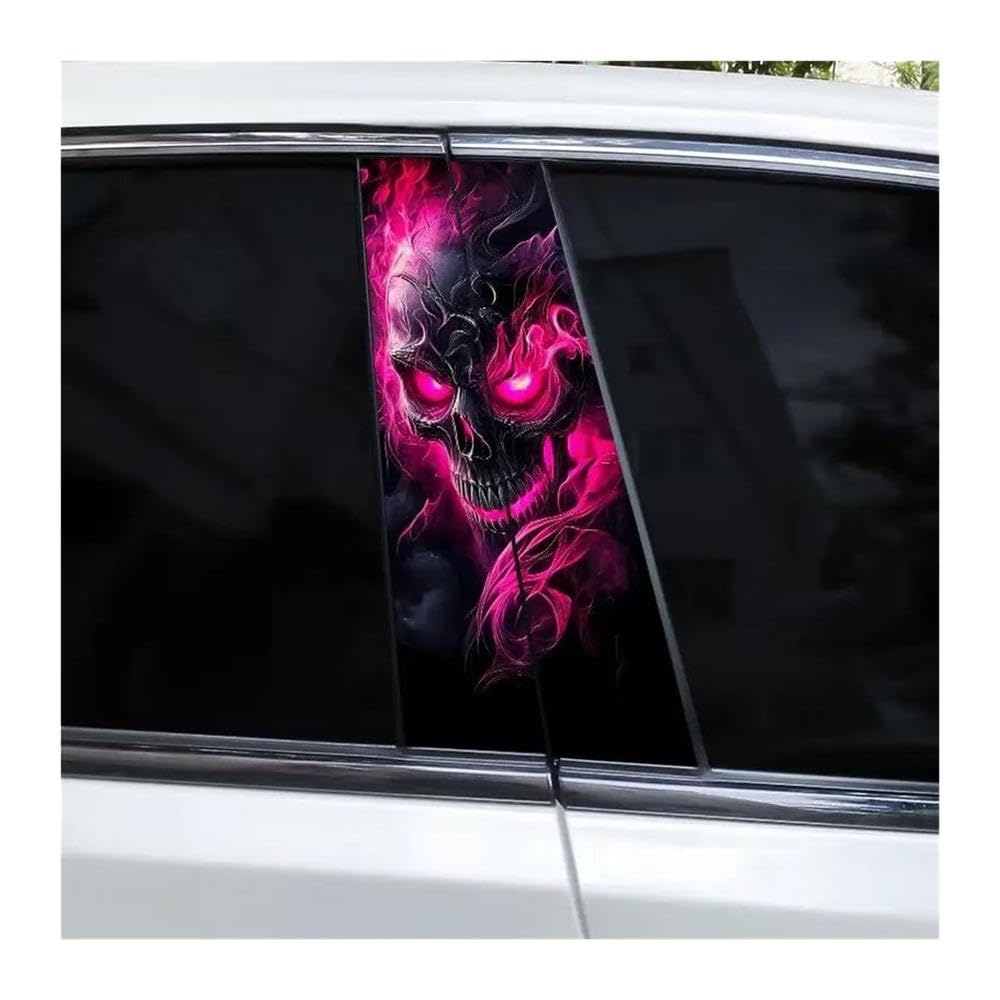 Decorative Items 2pcs Car Center Column Stickers DIY Horror Skull Car Door Pillar Stickers(B)