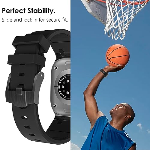 WINGLE AP Luxury Bands for Apple Watch Band Ultra 2 Band Ultra 49mm 46mm 45mm 44mm 42mm Men Women Series 10 9 8 7 SE 6 5 4, Silicone Rubber Metal Adapter Sport Bands for iWatch 3 2 1 - Image 10