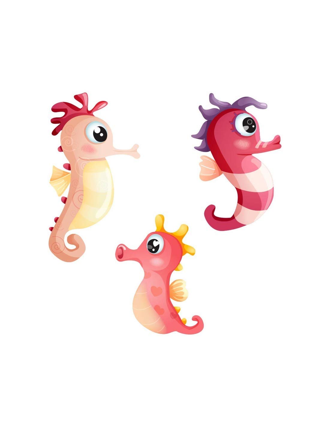 Stickers 3 hippocampes rouges pour decorer une salle de bain familiale