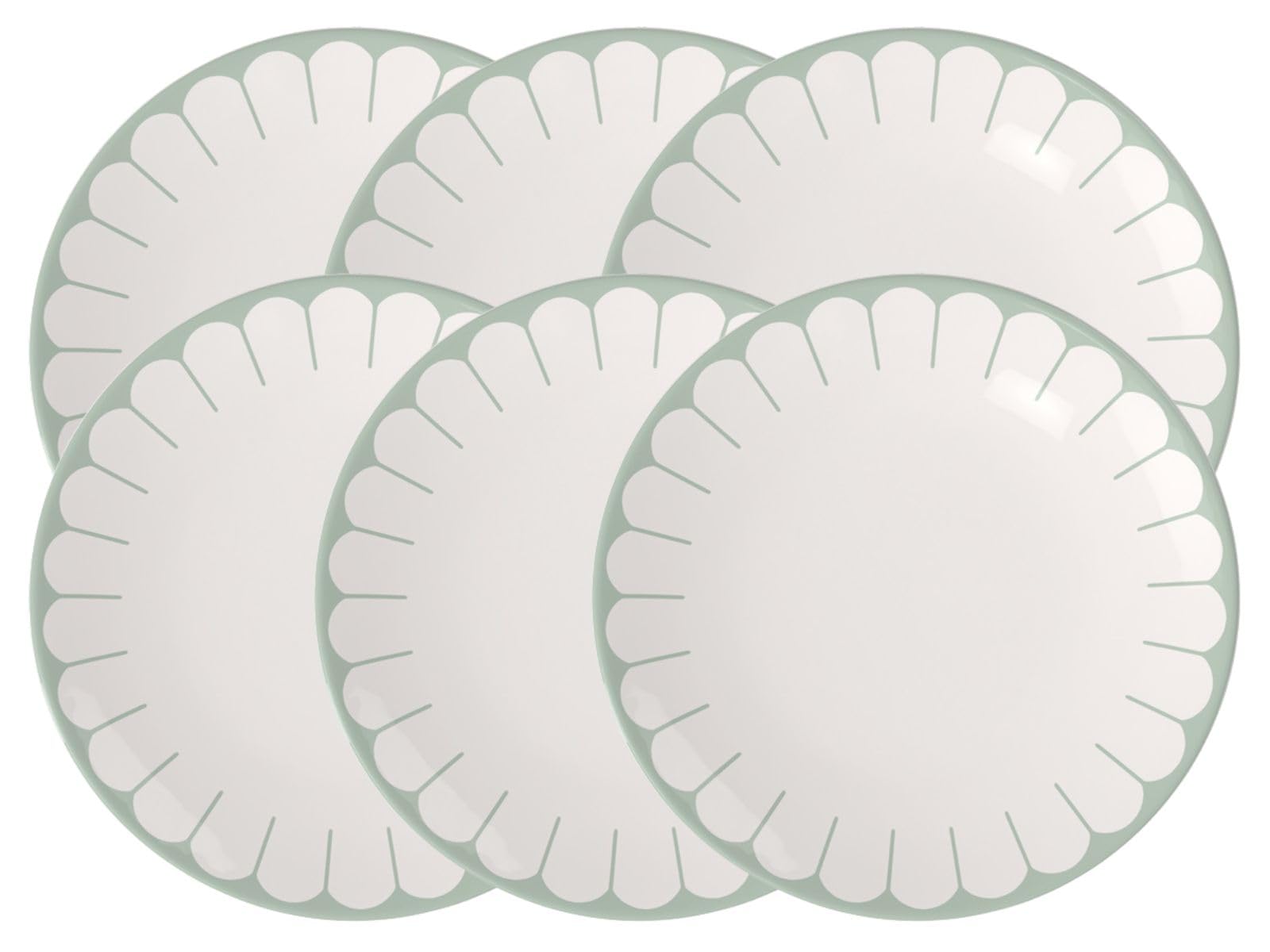 Villeroy & Boch - Fleur Vert zestaw 6 talerzy obiadowych, 27 cm, porcelanowe talerze do dań głównych, duży talerz, talerze obiadowe z możliwością układania w stos, nadają się do mycia w zmywarce i