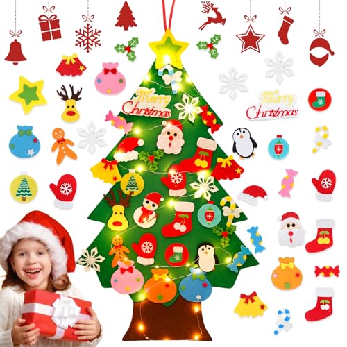 3Ft Filz Weihnachtsbaum Kinder,Weihnachtsbaum Mit Beleuchtung Mit 32...