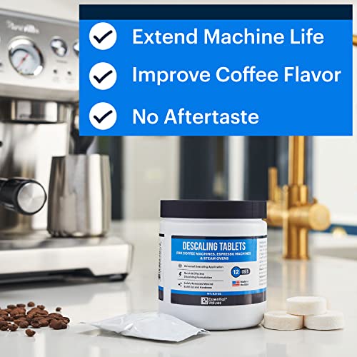 Image of Essential Values Descaling Tablets, Coffee Maker Cleaner Compatible with Keurig Coffee Machines, Breville, Delonghi, Jura, Miele, Bosch, Tassimo Espresso Machines and Miele Steam Ovens (Pack of 24)