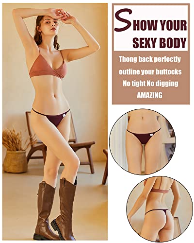 Finetoo 10 Pack G-String Thongs For Women Cotton Panties Stretch T-Back Tangas Low Rise Hipster Underwear Sexy S-Xl thumb #2