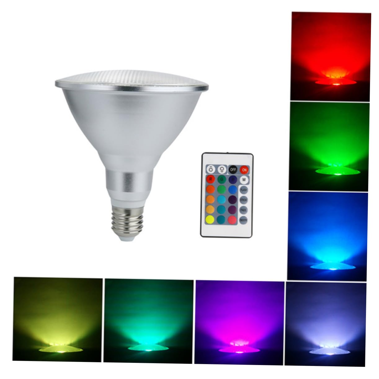 Mikikit Bombilla de Foco LED Par38 Aluminio 20w Rgb con Mando a Distancia Brillo Ajustable y Resistente al Agua para Decoración en Bares y Museos