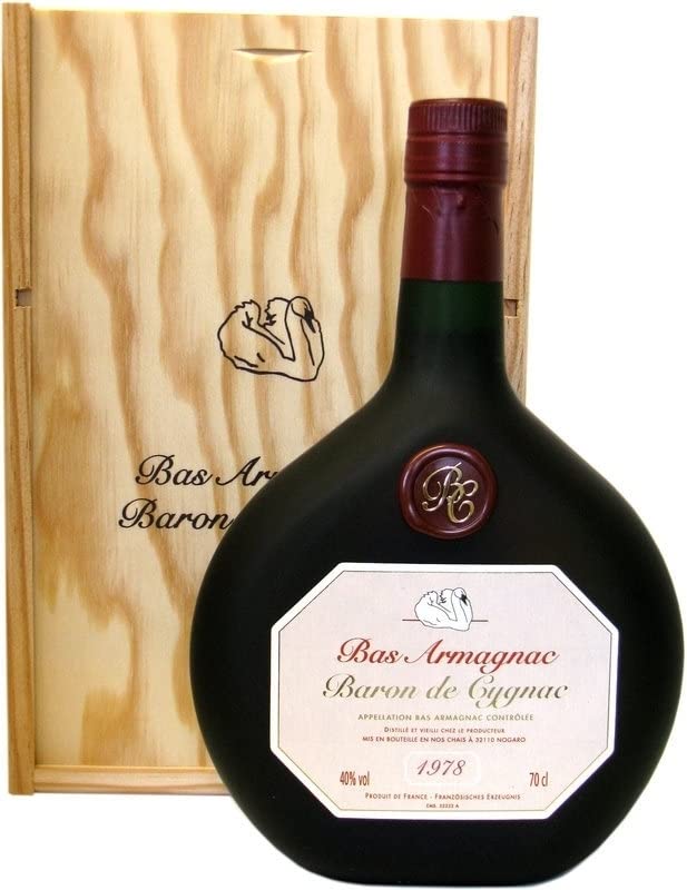 Rarität: Armagnac Baron de Cygnac 0,7l Jahrgang 1978 incl. Holzkiste