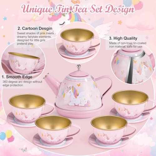 Image of Tea Party Set for Little Girls, 49PCS Princess Tea Time Toys Including Tea Set Dessert Carrying Case, Toddler Girl Toys Kids Kitchen Pretend Playset, 3 - 8 Year Old Girl Birthday Children's Day Gifts