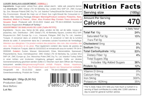 Mughe Gourmet Kleine Türkische Pistazien-Baklava Geschenkbox - Extra Klein Dessertgebäck-Geschenke - 150g/5.3oz - Feiern Sie Geburtstag, Vatertag, Muttertag, Weihnachten