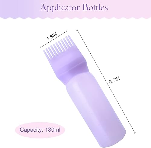 Miniatura 2 de Cosywell Botella aplicadora de peine de raíz, 6 onzas, paquete de 2 aplicadores de tinte para el cabello, botella aplicadora de cepillo para peine