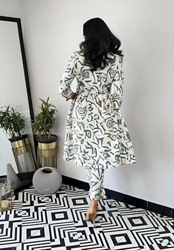 Image of Yashika Women's Cotton Blend Trendy Printed Kurti with Bottom |Kurti Set for Women