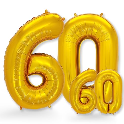 FUNXGO globo numero 60 dorado - numero 60 globo cumpleaños - globo 60 dorado - número 60 cumpleaños globo dorado - globo numero 60 gigante - globos número 60 - decoracion 60 cumpleaños