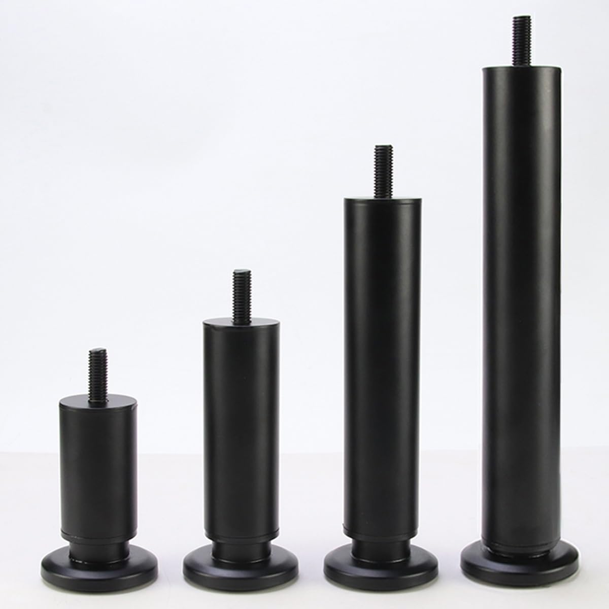 Patas de metal ajustables para muebles, paquete de 4, soporte para armarios, mesitas de noche, camas, muebles de baño, varillas roscadas M8/M10 de 38 a 55 cm de altura