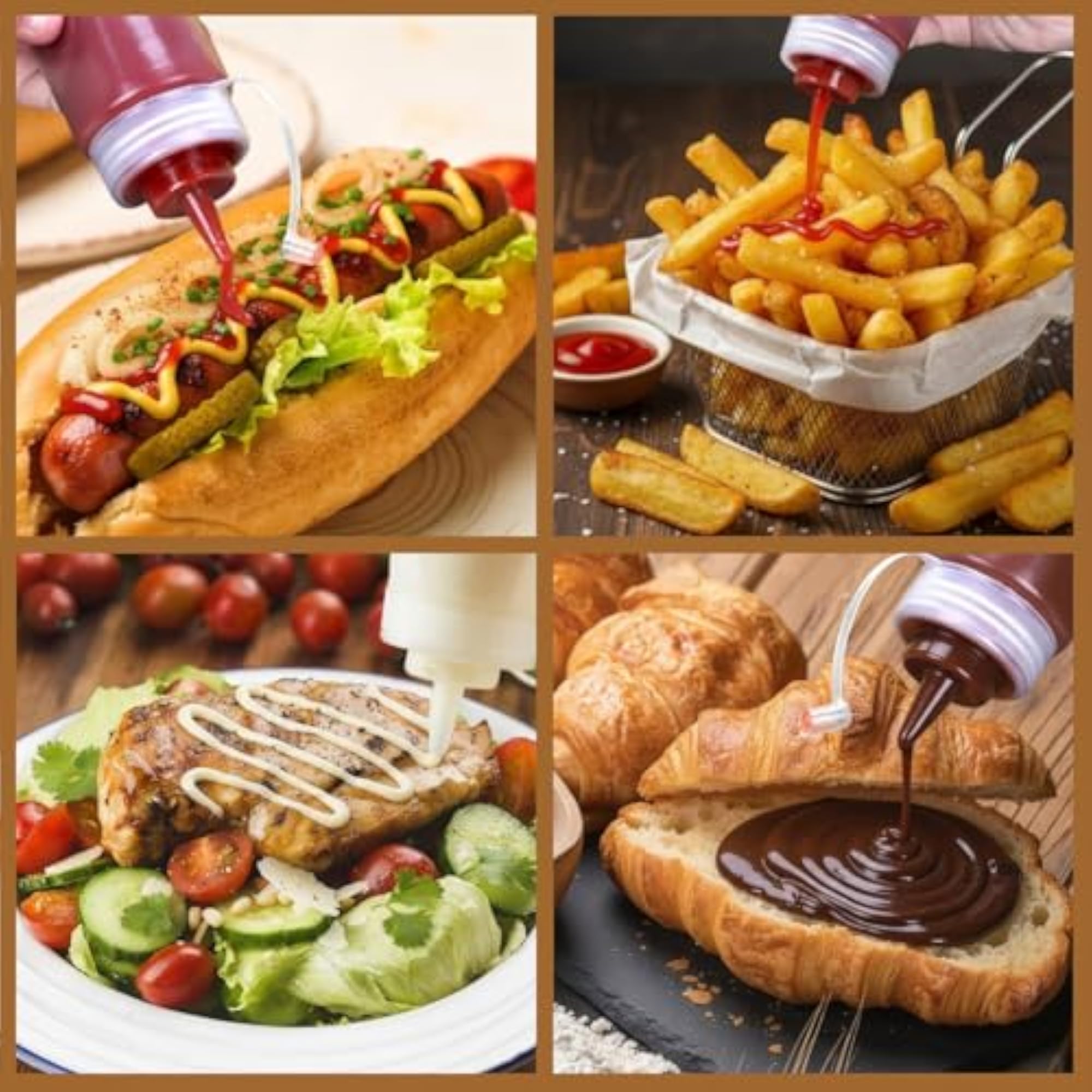 3-Pack 32 oz BPA-Free Plastic Squeeze Bottles for Condiments