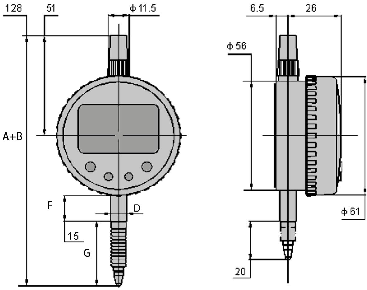 CNC QUALITÄT Digital- Messuhr 12,5 mm Messbereich - Ablesung 0,001 mm