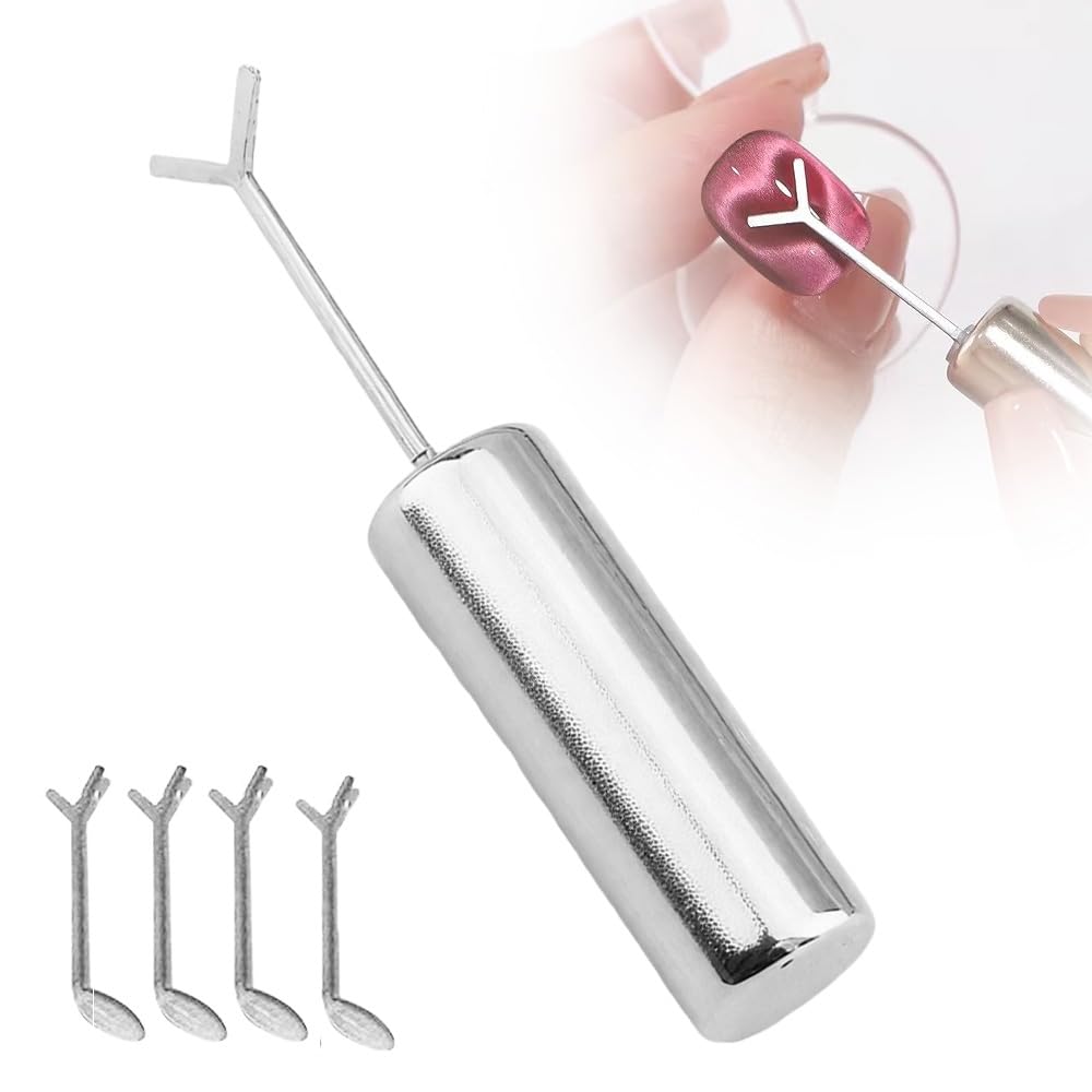 Heart Magnet for Cat Eye Gel Polish, 2025 New Heart Cat Eye Magnet for Nails, DIY Magnetic Nail Art Tool Magnet Sticks with Y-Shaped Guide for Nails