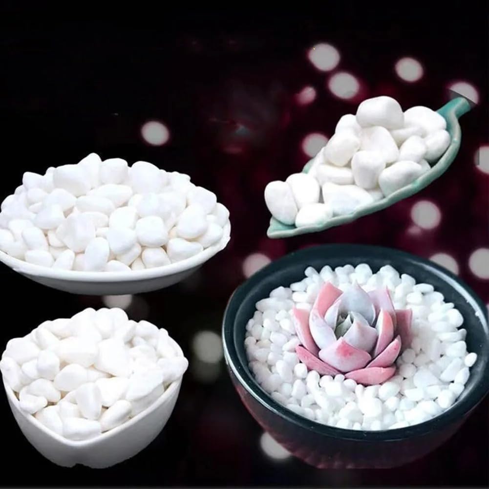 500g di Ciottoli Bianchi Decorativi, Ghiaia Naturale, Piccole Pietre per Piante Grasse, Riempitivi per Vasi, Acquari, Mini Paesaggi, Decorazioni da Giardino, 0,3-0,6cm