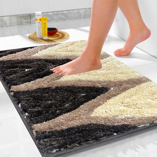 Image of Venice Soft Microfibre Solid Mat for Office /Floor /Home /Bathroom /Bedroom /Kitchen (40x60 cm) 2000 GSM Super Absorbent Anti-Skid Bath Mats (Pack of 1) Coffee