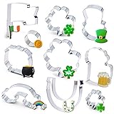 10PCS St.Patrick's Day Cookie Cutter Set Irish Party Supplies - Shamrock Leprechaun Coin Rainbow...